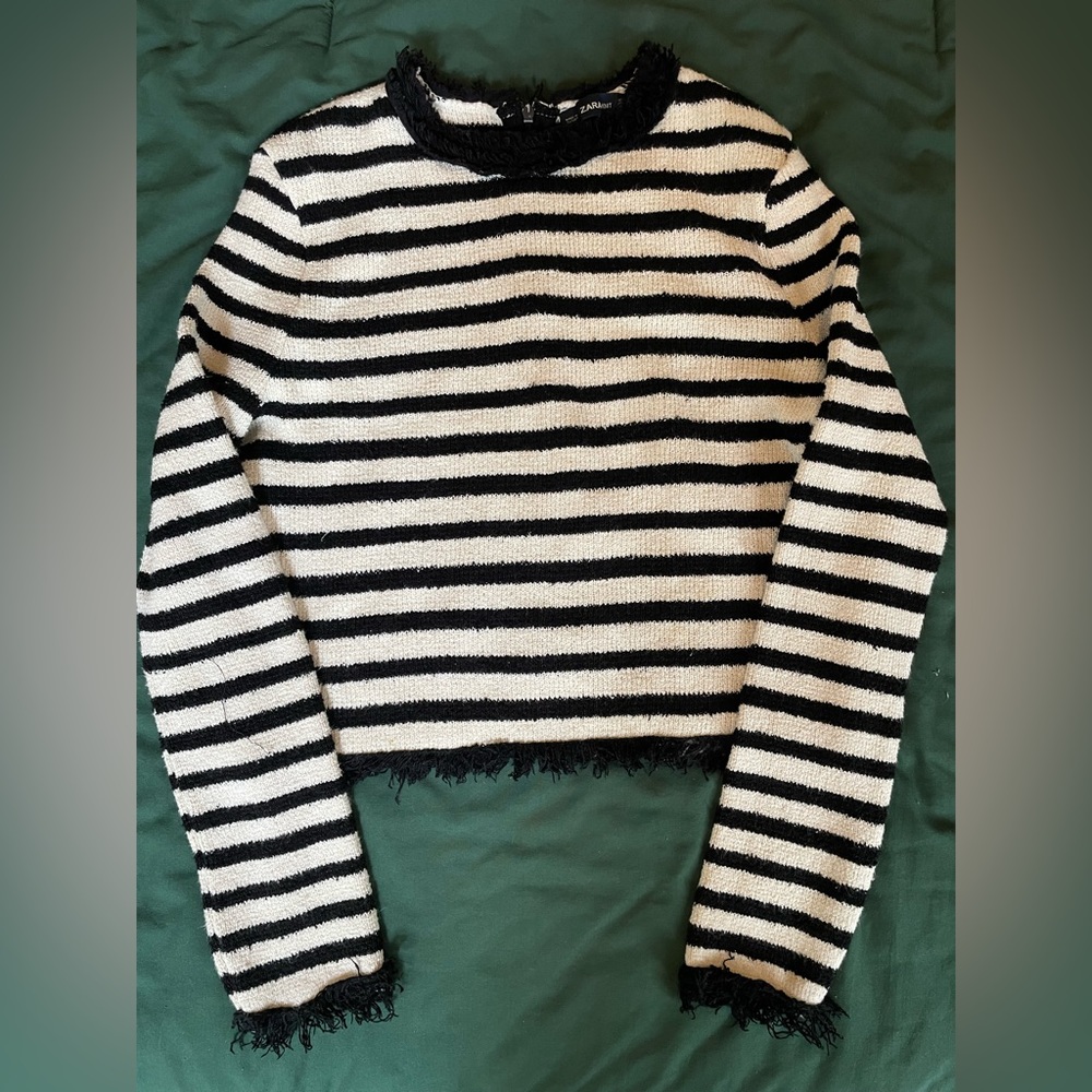 Zara Stripped Black & White Knit Sweater